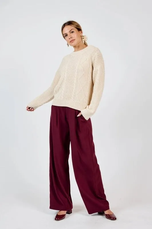 Teri Cable Crewneck Sweater