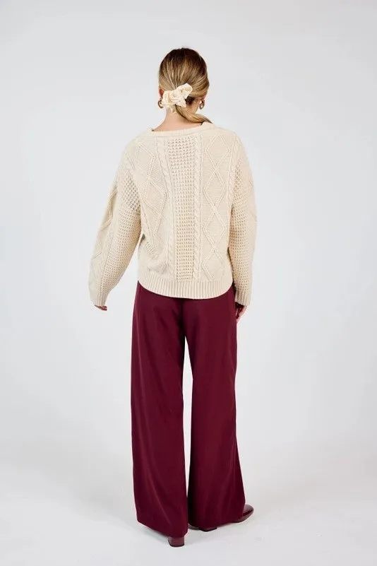 Teri Cable Crewneck Sweater