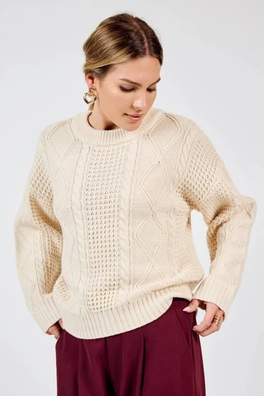 Teri Cable Crewneck Sweater