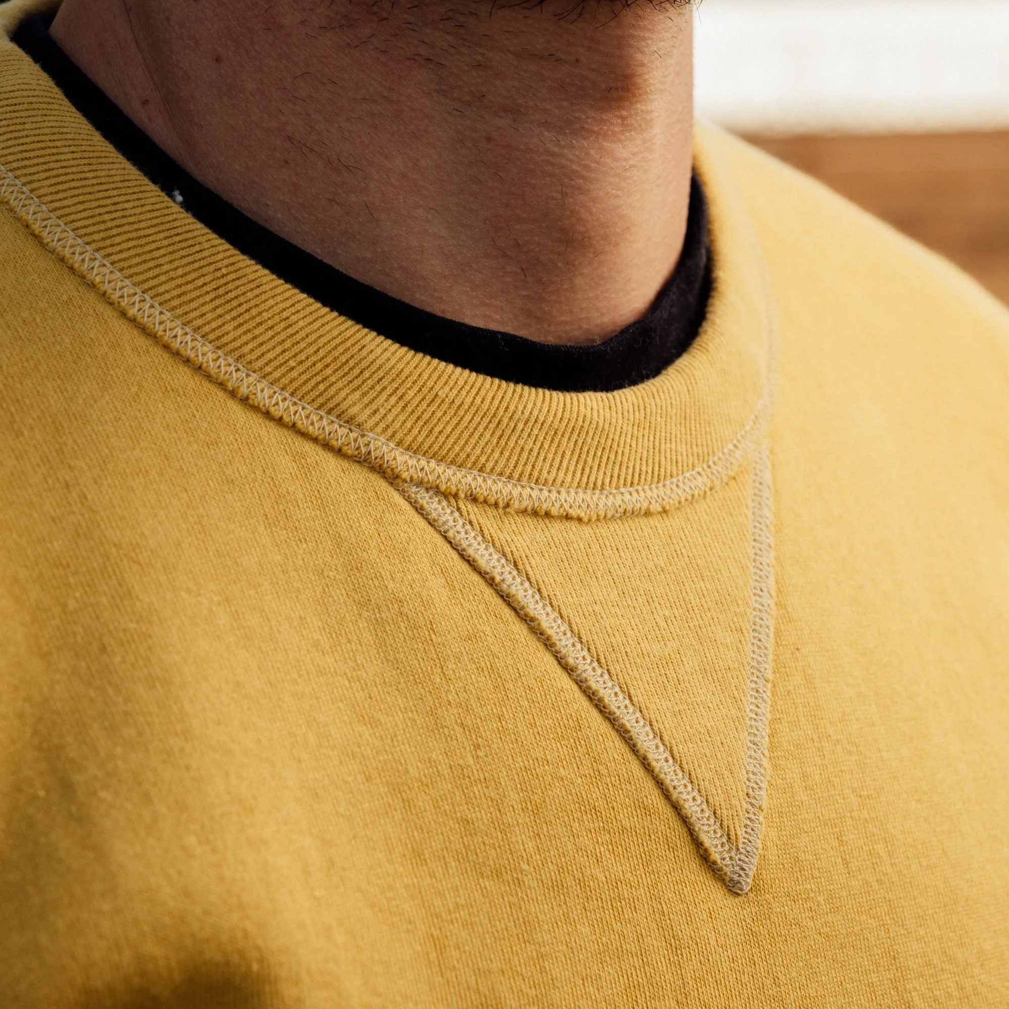 The Flat Head Crew Neck Sweatshirt Brushed Lining Mustard