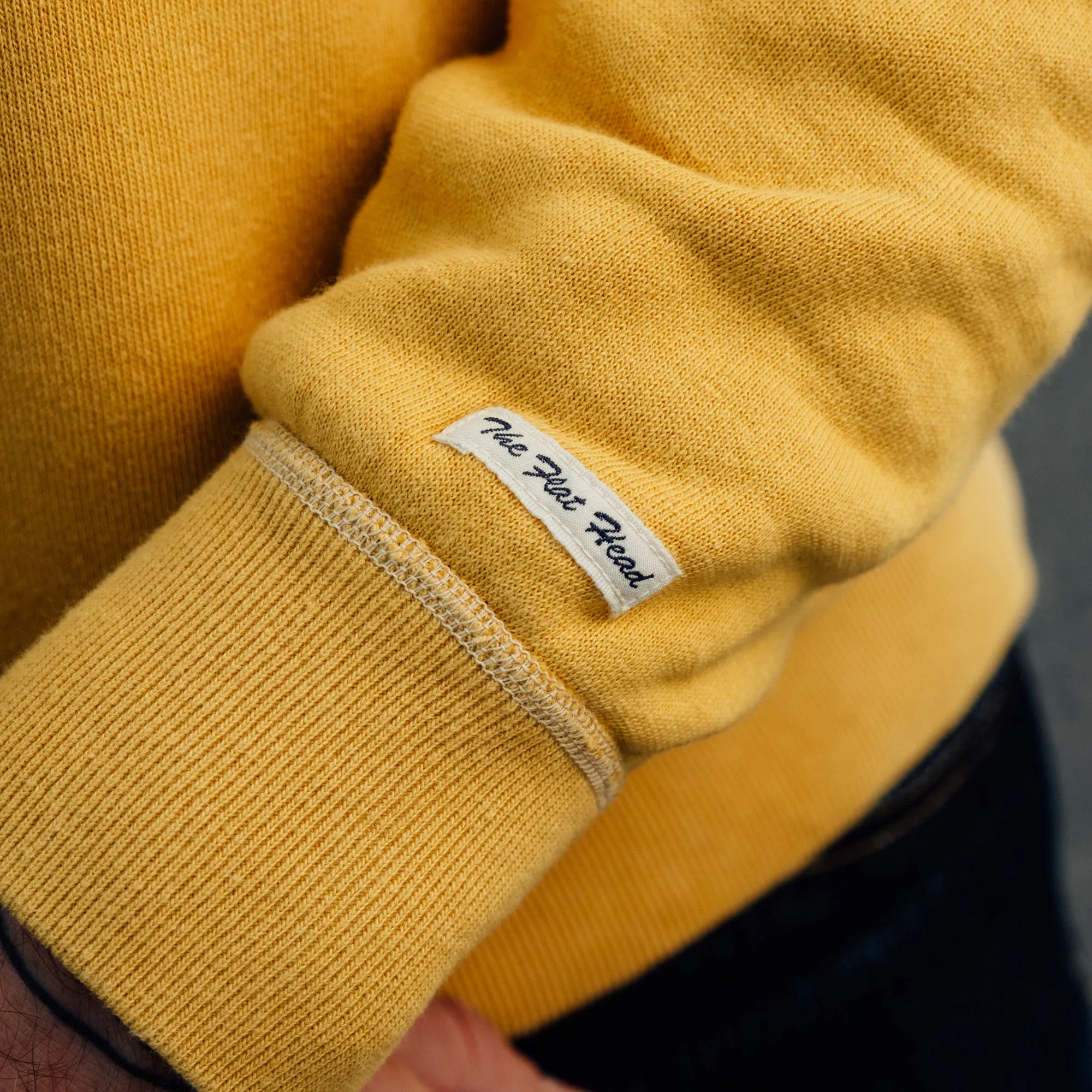 The Flat Head Crew Neck Sweatshirt Brushed Lining Mustard