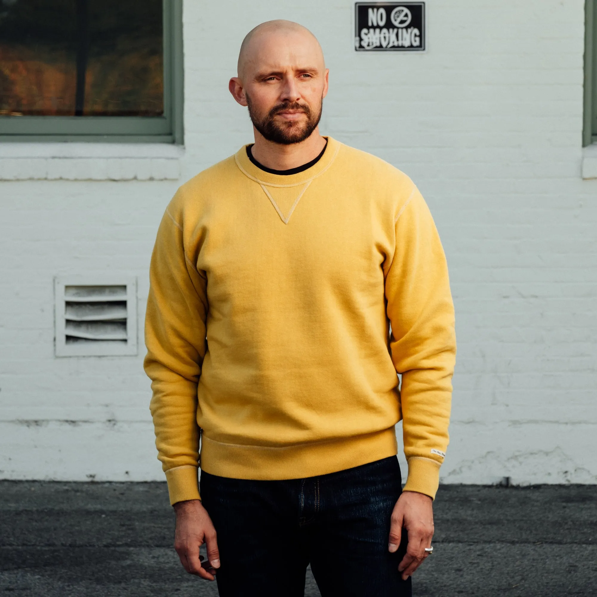 The Flat Head Crew Neck Sweatshirt Brushed Lining Mustard