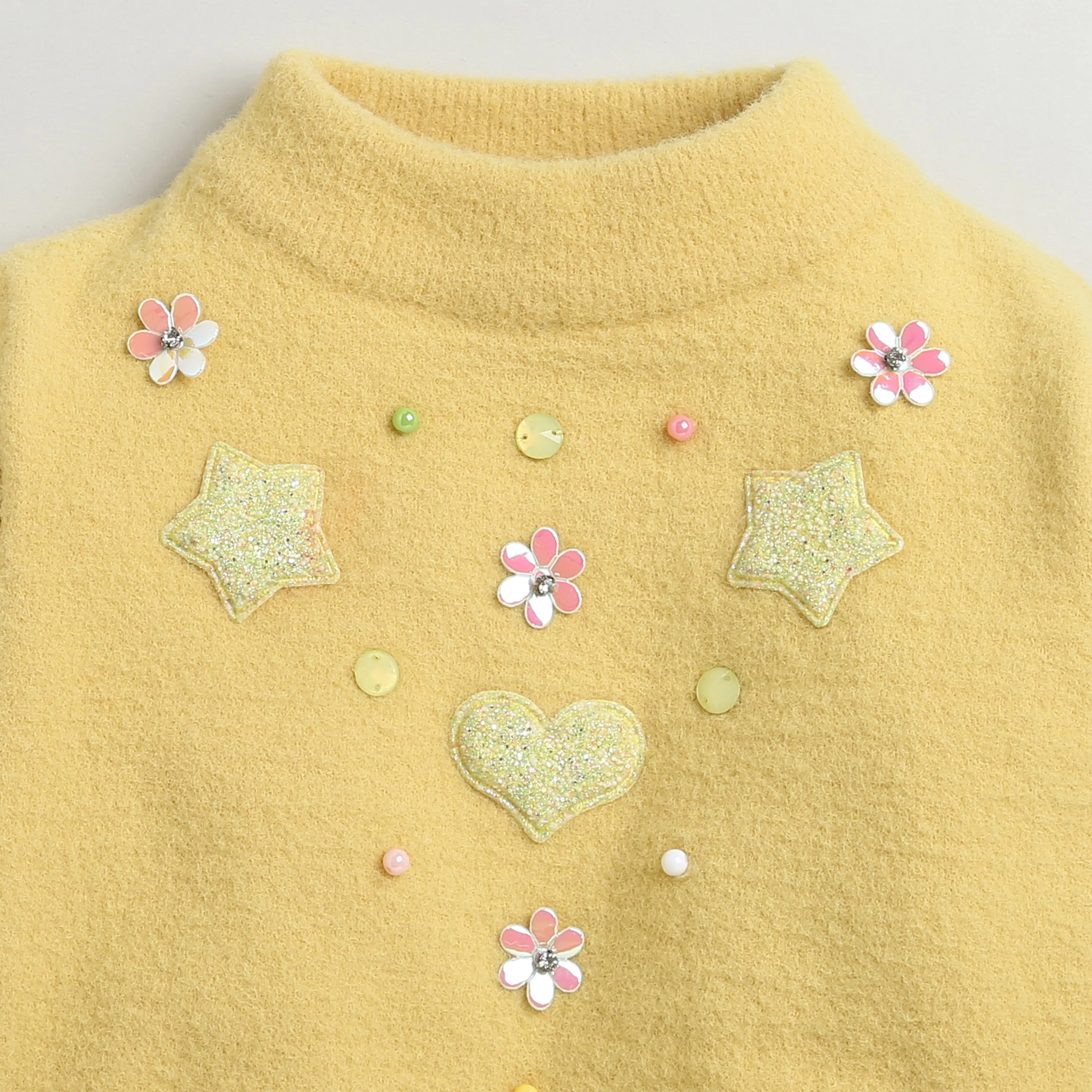 Tiny Girl Round Neck Long Sleeves Cable Knit Pullover