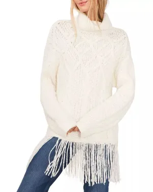 Vince Camuto Turtleneck Cable-Knit Fringe Sweater