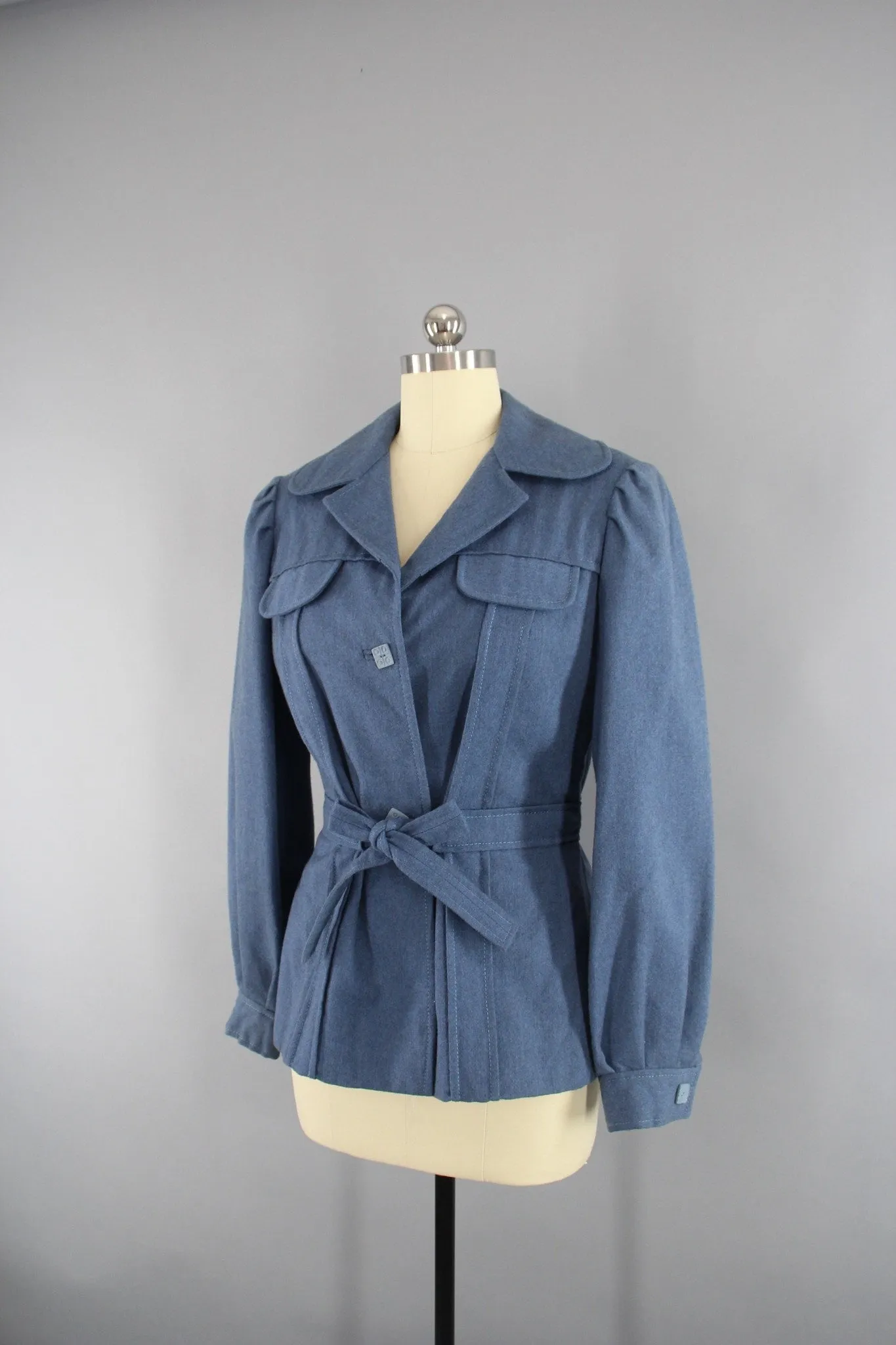 Vintage 1940s Wool WWII Women's Military Style Jacket Coat