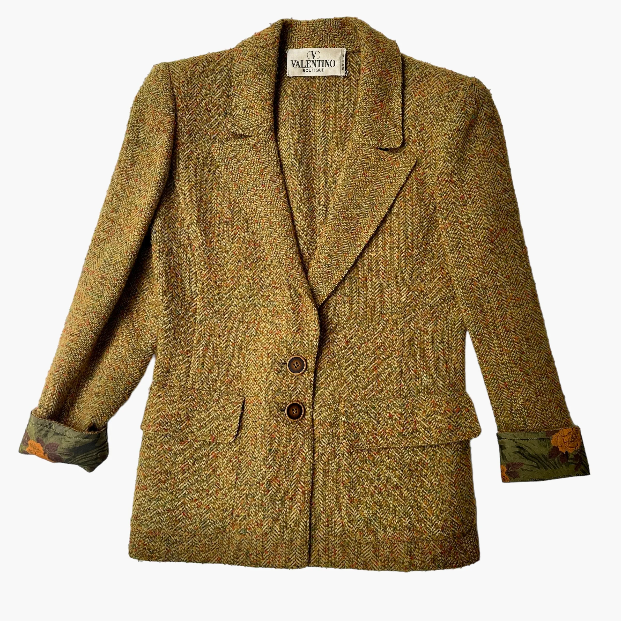 Vintage Brown Green Wool Blazer - M