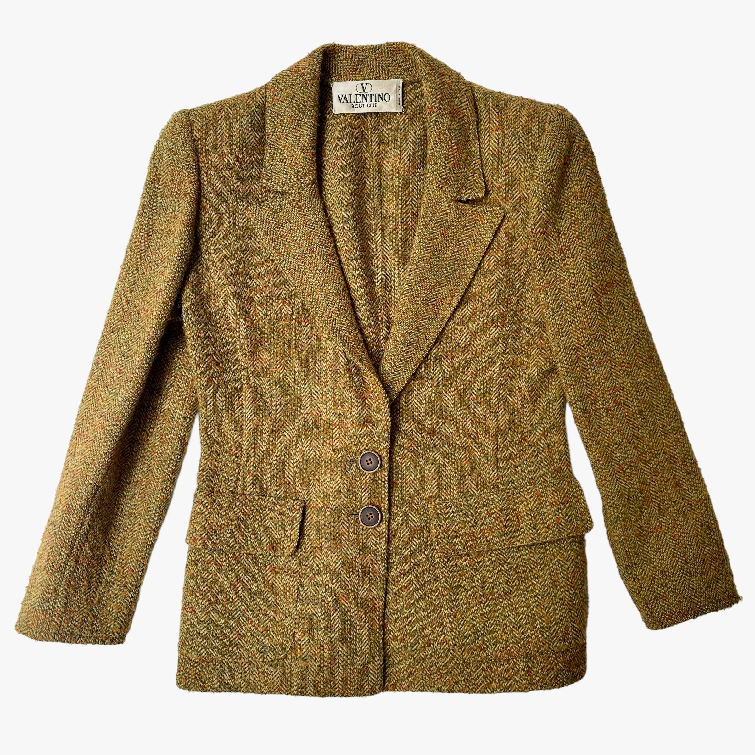 Vintage Brown Green Wool Blazer - M