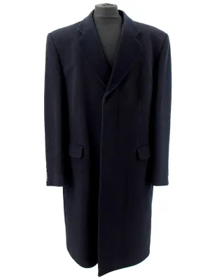 Vintage Navy Blue 100% Pure New Wool Covert Coat