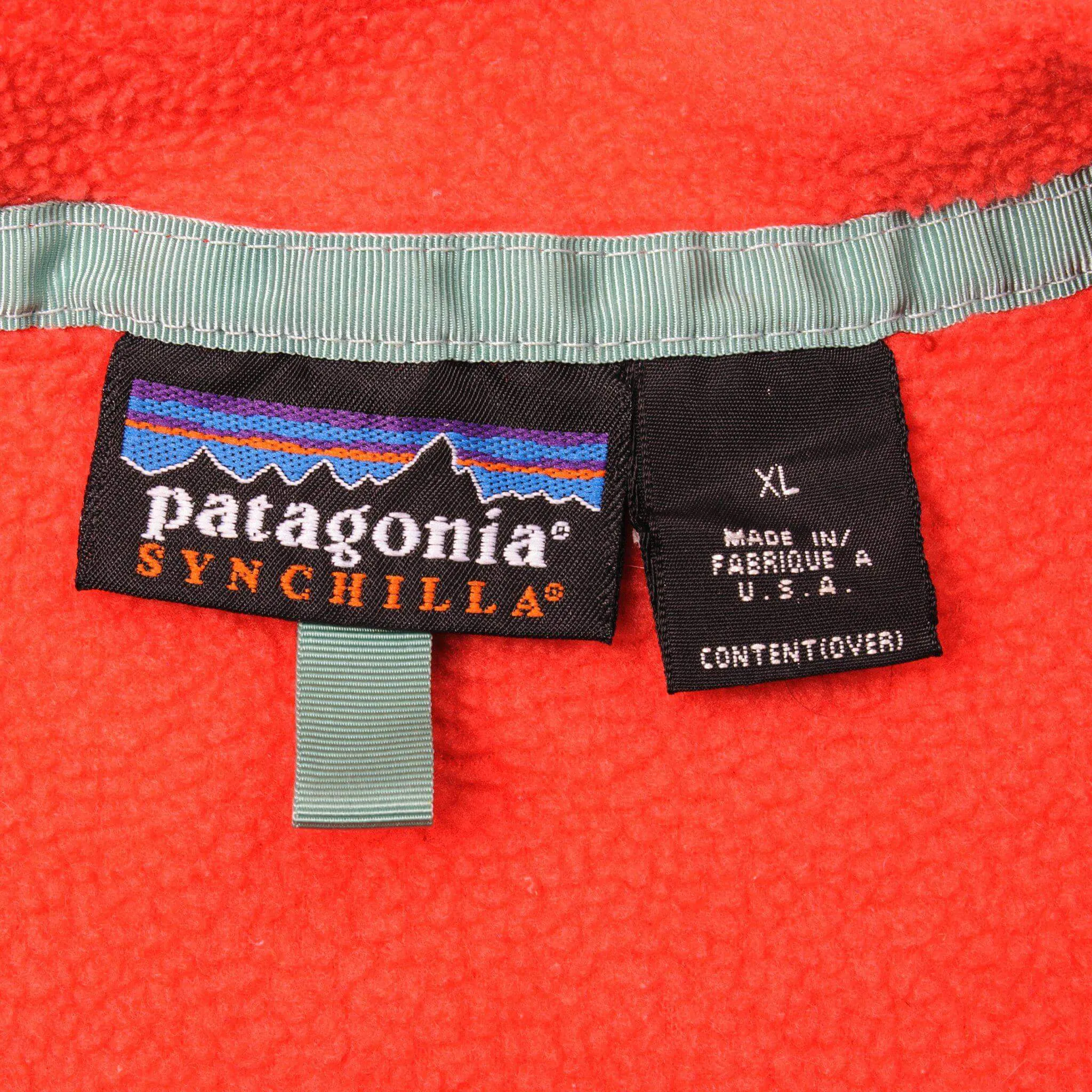 VINTAGE PATAGONIA SYNCHILLA SNAP-T FLEECE PULLOVER JACKET 1990S XL MADE IN USA