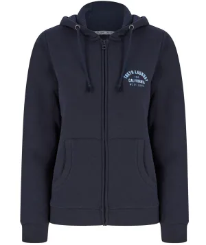 West Cali Brushback Fleece Zip Through Hoodie in Sky Captain Navy - Tokyo Laundry