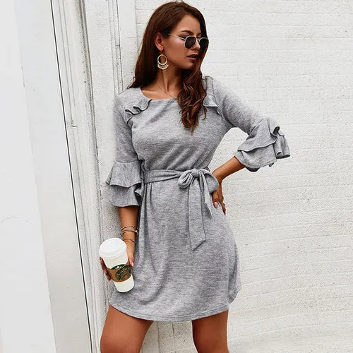 Women Casual Knitted Sweater Dress Autumn