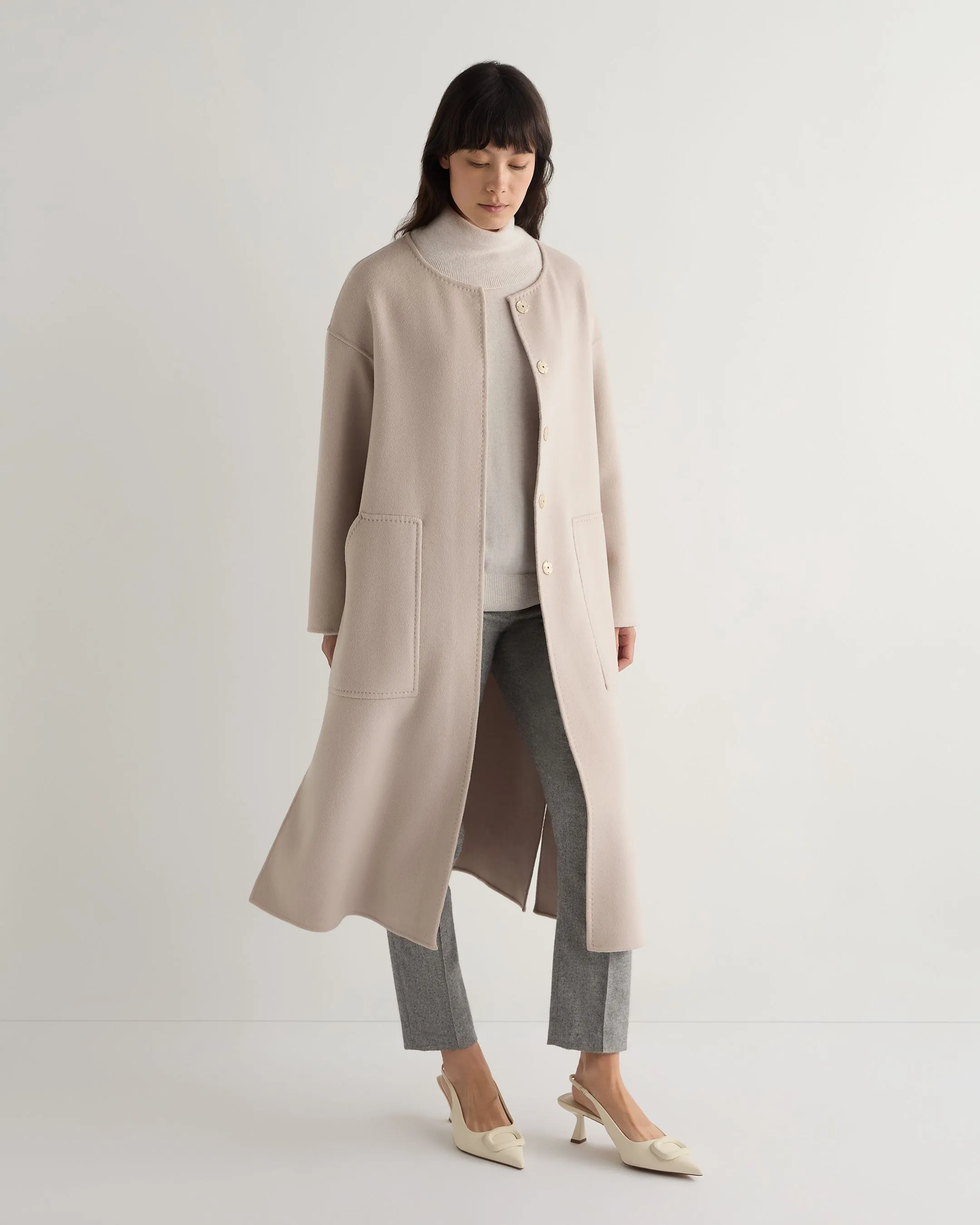 Women's Dylan Round Neck Coat Snow Grey