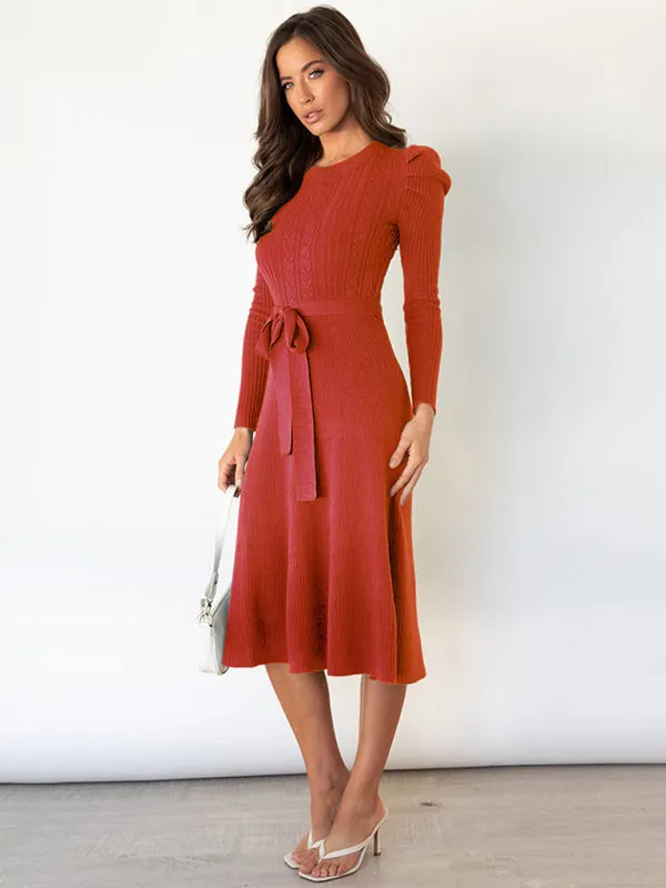 Women's Long Sleeve Cable Knit Sweater Dresses