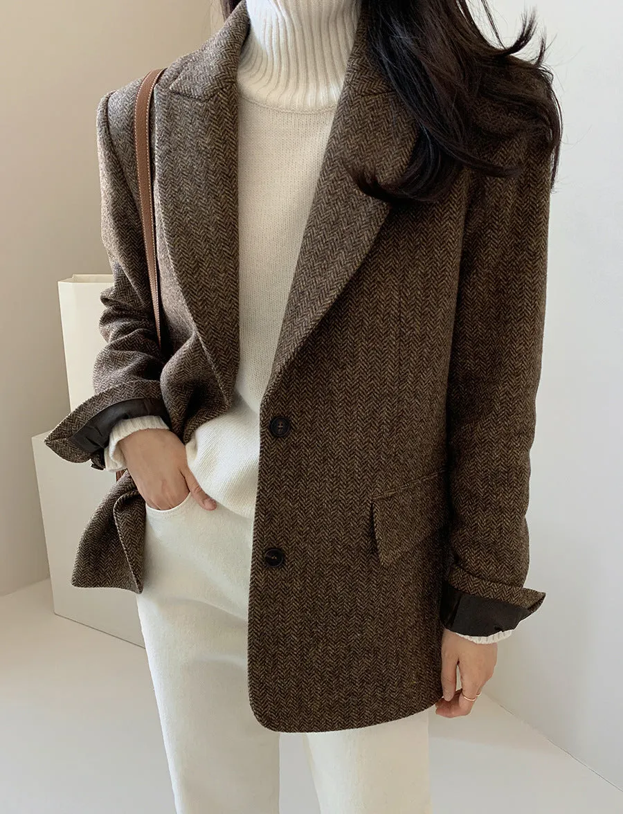 Women's Solid Color Wool Blazer