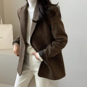 Women's Solid Color Wool Blazer