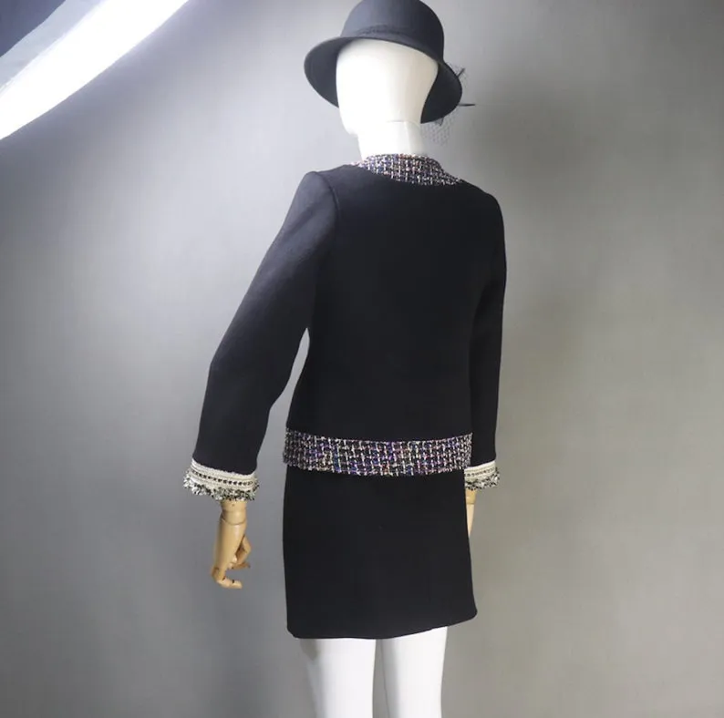 Wool Black Jacket Coat Blazer Custom Made For Women