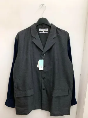 Wool Blazer with Contrast Cotton Sleeves