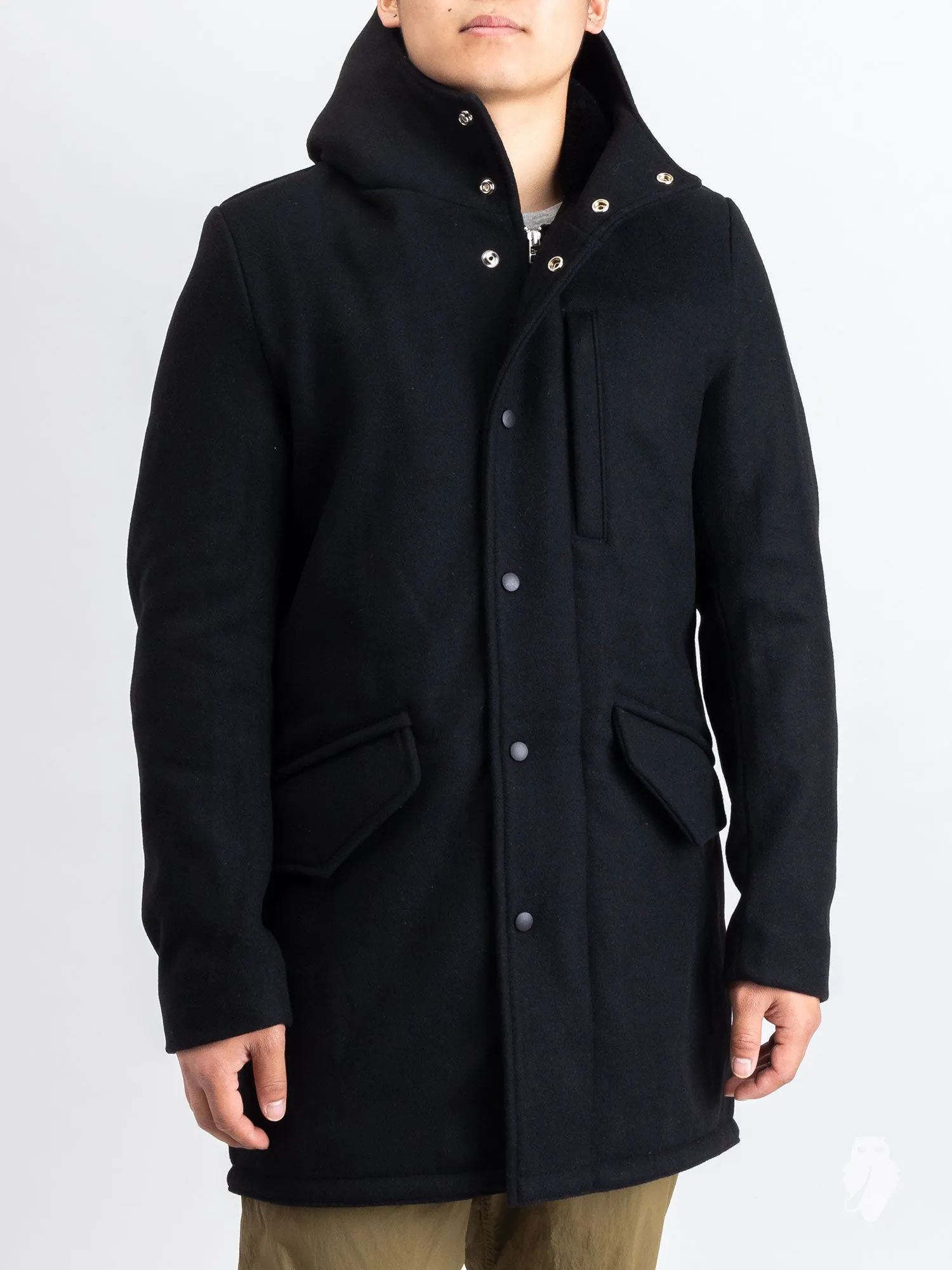 Wool Fishtail Parka in Black