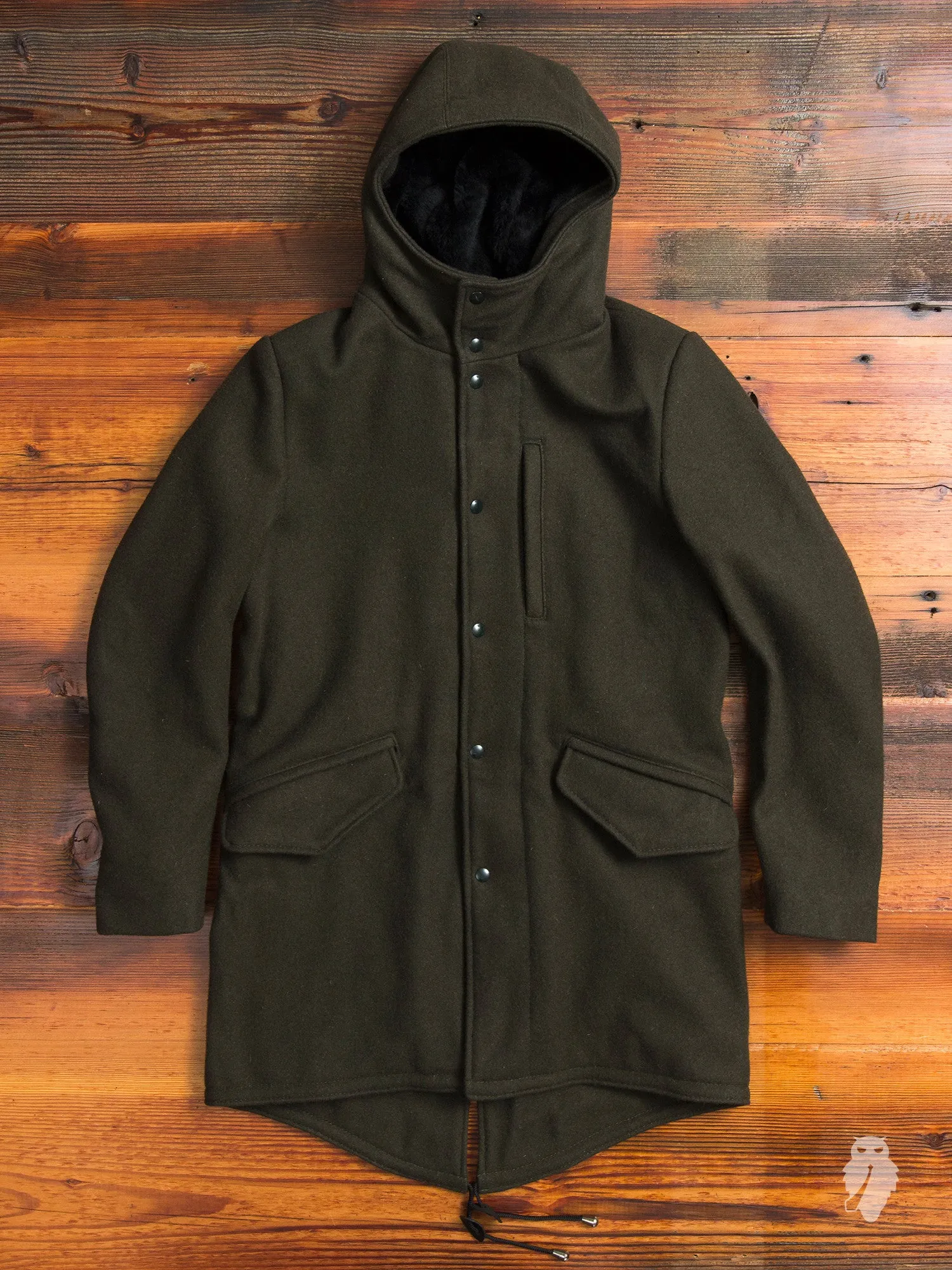 Wool Fishtail Parka in Loden Green