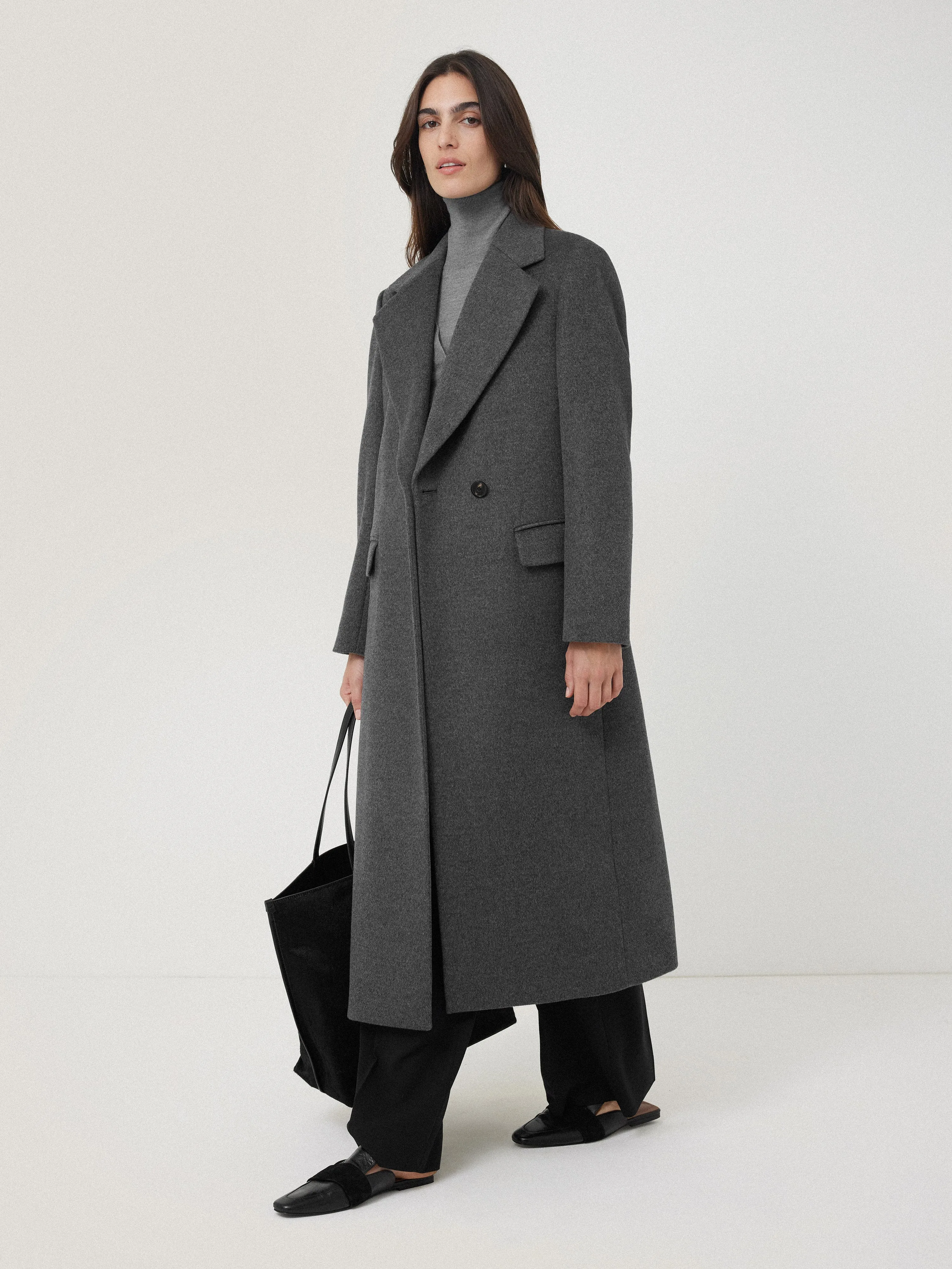 Wool Maxi City Coat | Charcoal