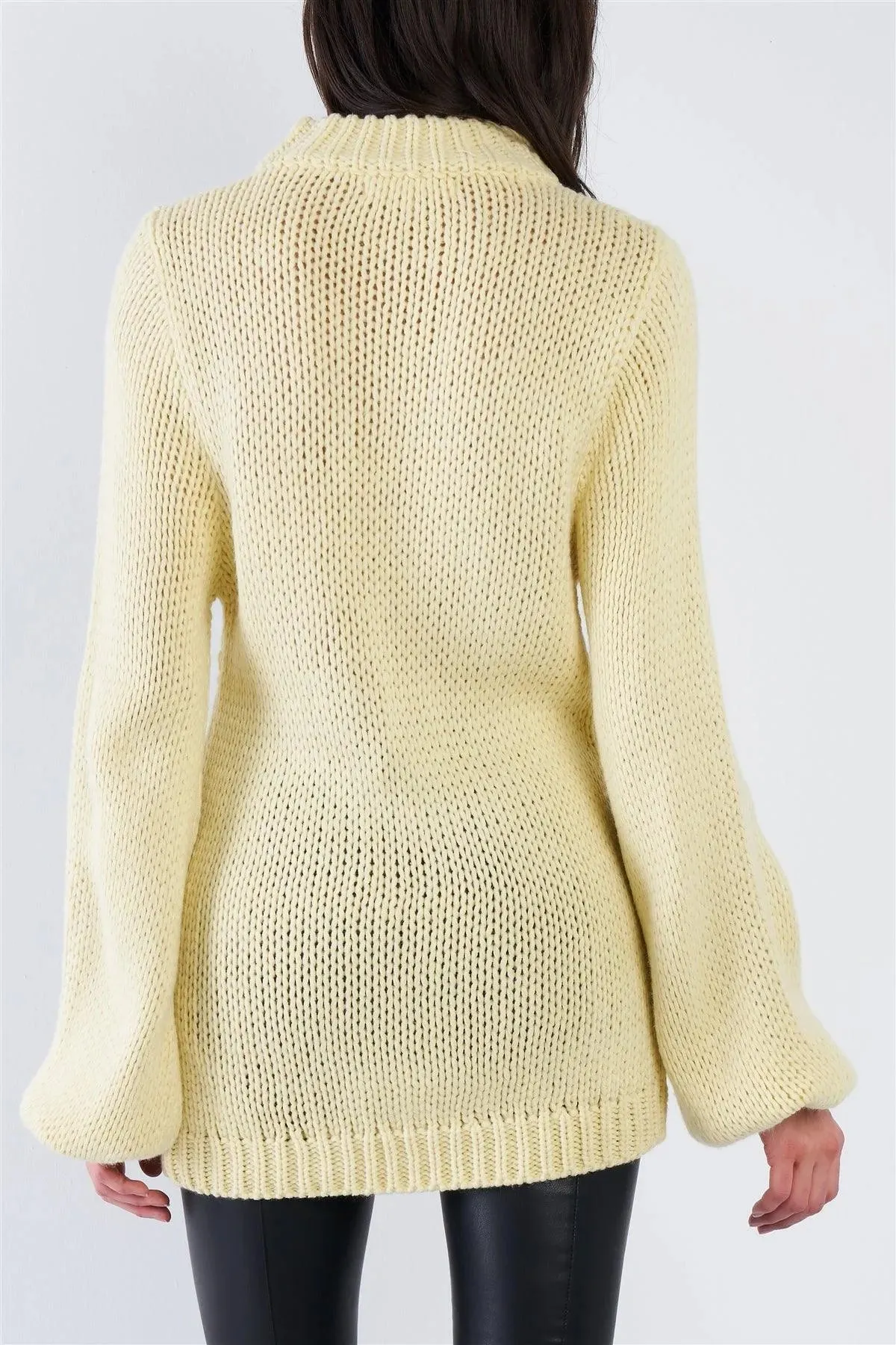 Yellow Knit Oversized Scoop Neck Sweater