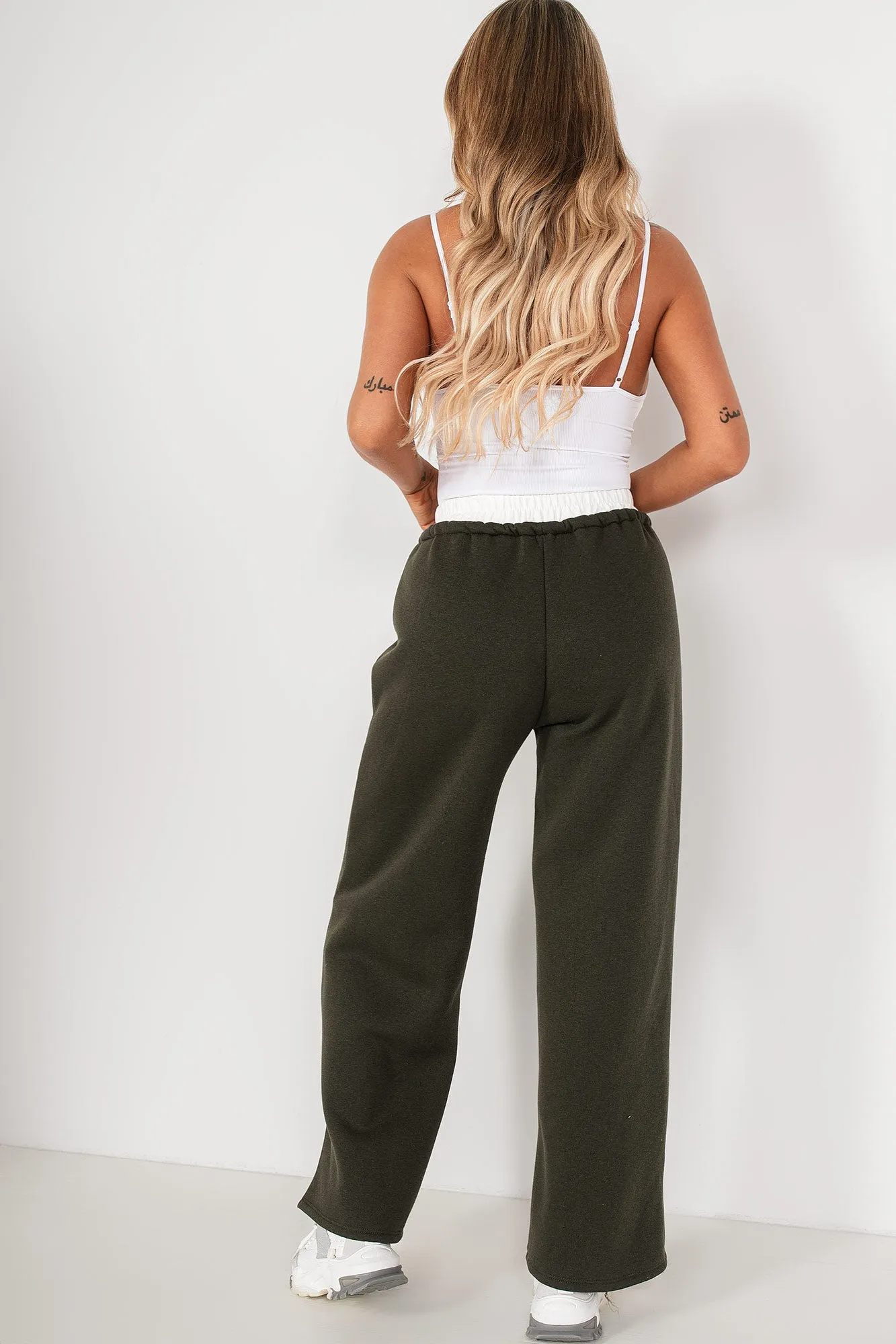 Zilda Khaki Wide Leg Joggers