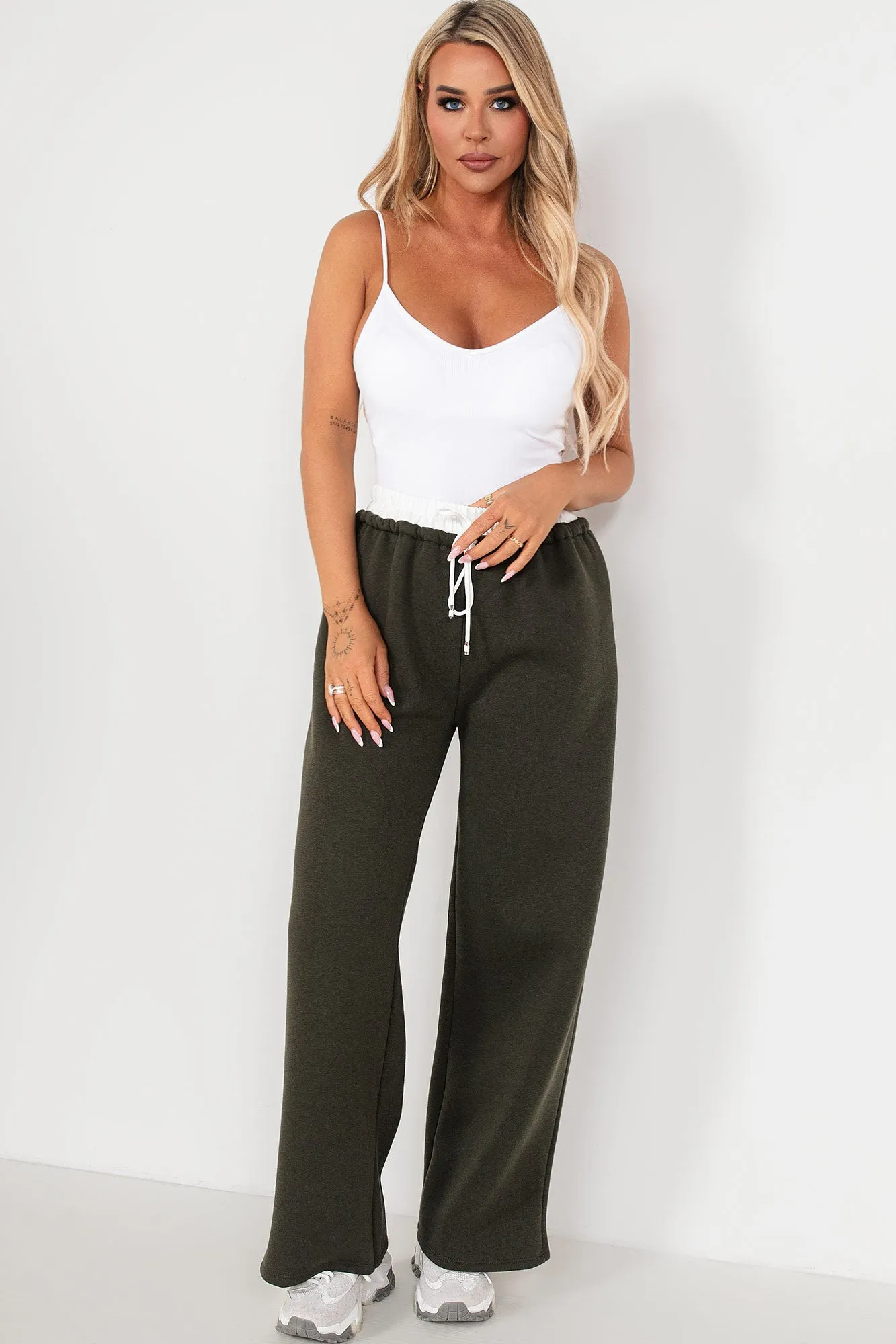 Zilda Khaki Wide Leg Joggers